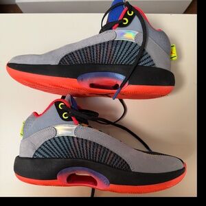 Air Jordan 35 Low Sneakers Size 8 DC1495-001 Gray Black Neon Basketball Shoes